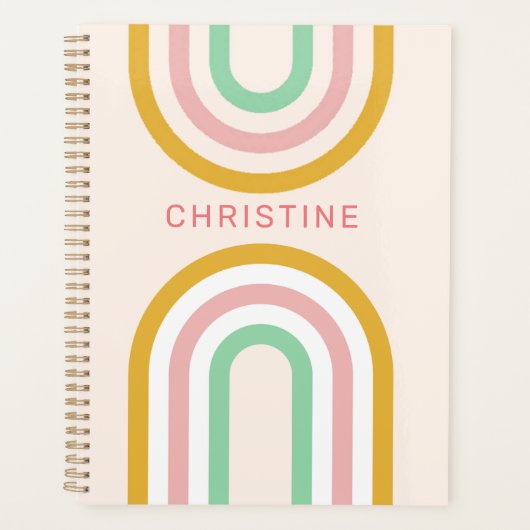Retro Arched Stripes Pastel Roze Minimaal Planner (Voorkant)