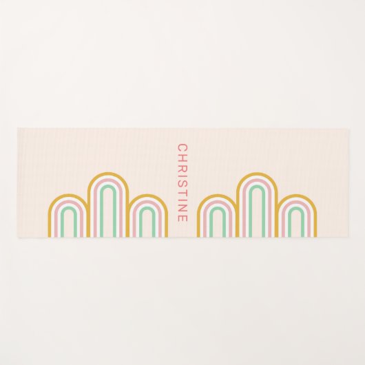 Retro Arched Stripes Pastel Roze Minimaal Yogamat (Voorkant (horizontaal))
