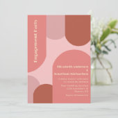 Retro Arches Coral Pink Engagement Party Kaart (Staand voorkant)