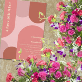 Retro Arches Koraal Roze bruiloft receptie Informatiekaartje