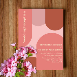 Retro Arches Koraal Roze bruiloft receptie Kaart