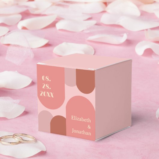 Retro Arches Koraal Roze Huwelijk Bedankdoosjes (Huwelijk)