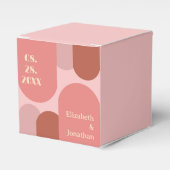 Retro Arches Koraal Roze Huwelijk Bedankdoosjes (Voorkant Zijde)