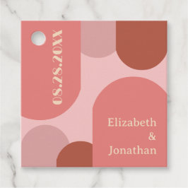 Retro Arches Koraal Roze Huwelijk Bedankjes Labels