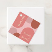Retro Arches Koraal Roze Huwelijk Bedankjes Labels (In situ)