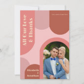 Retro Arches Koraal Roze Huwelijk Bedankkaart (Voorkant)