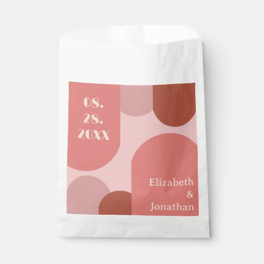 Retro Arches Koraal Roze Huwelijk Bedankzakje (Voorkant)