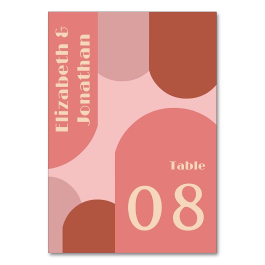 Retro Arches Koraal Roze Huwelijk Kaart (Achterkant)