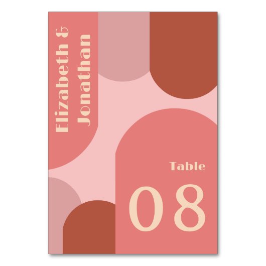 Retro Arches Koraal Roze Huwelijk Kaart (Voorkant)