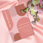Retro Arches Koraal Roze Huwelijk Kaart