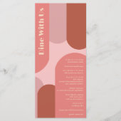 Retro Arches Koraal Roze Huwelijk Menu (Voorkant)