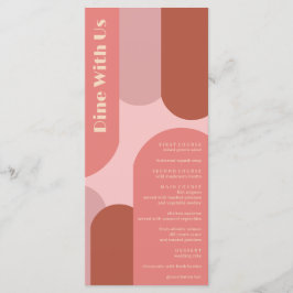 Retro Arches Koraal Roze Huwelijk Menu