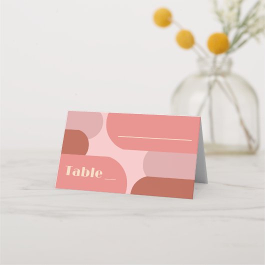 Retro Arches Koraal Roze Huwelijk Plaatskaartje (Voorkant)