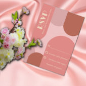 Retro Arches Koraal Roze Huwelijk RSVP Kaartje