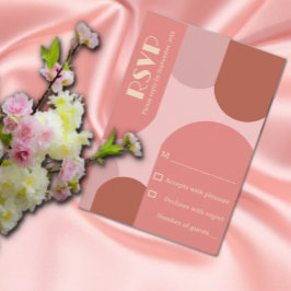 Retro Arches Koraal Roze Huwelijk RSVP Kaartje