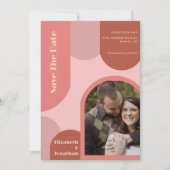 Retro Arches Koraal Roze Huwelijk Save The Date (Voorkant)