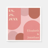 Retro Arches Koraal Roze Huwelijk Servet (Voorkant)