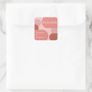 Retro Arches Koraal Roze Huwelijk Vierkante Sticker