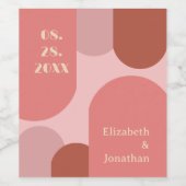 Retro Arches Koraal Roze Huwelijk Wijn Etiket (Enkel label)