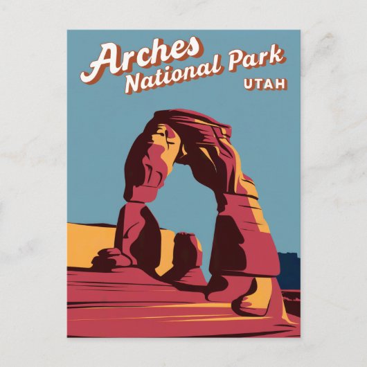 Retro Arches Nationaal Park Utah Illustratie Feestdagenkaart (Voorkant)