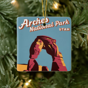 Retro Arches Nationaal Park Utah Illustratie Keramisch Ornament