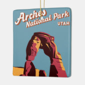 Retro Arches Nationaal Park Utah Illustratie Keramisch Ornament (Links)