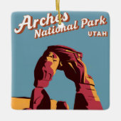 Retro Arches Nationaal Park Utah Illustratie Keramisch Ornament (Voorkant)
