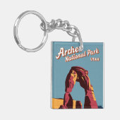 Retro Arches Nationaal Park Utah Illustratie Sleutelhanger (Voorkant Links)