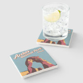 Retro Arches Nationaal Park Utah Illustratie Stenen Onderzetter (Zijkant)