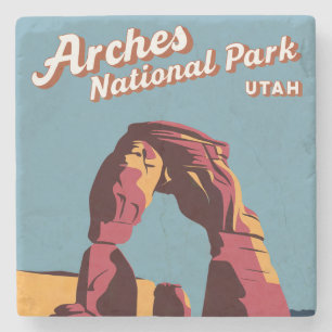 Retro Arches Nationaal Park Utah Illustratie Stenen Onderzetter