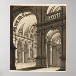 Retro  architectonische kathedraal poster
