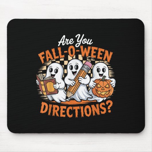 Retro Are You Fall O Ween Directions Ghost Hallowe Muismat (Voorkant)