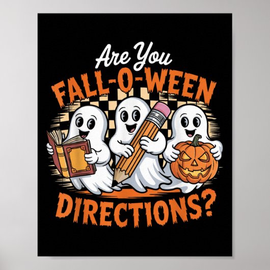 Retro Are You Fall O Ween Directions Ghost Hallowe Poster (Voorkant)