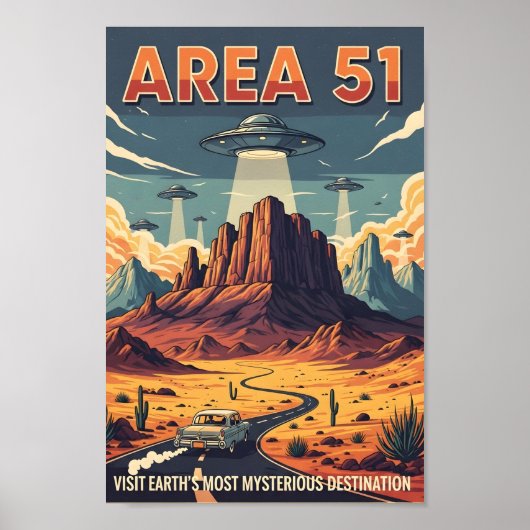 Retro Area 51 Roadtrip Poster (Voorkant)