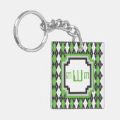 Retro Argyle Acryl Sleutelhanger (Voorkant Links)