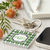 Retro Argyle Acryl Sleutelhanger (Voorkant Rechts)