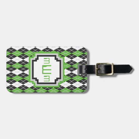 Retro Argyle-Bagagelabel Bagagelabel (Voorkant horizontaal)