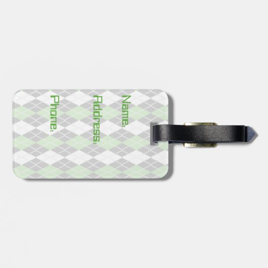 Retro Argyle-Bagagelabel Bagagelabel (Achterkant horizontaal)