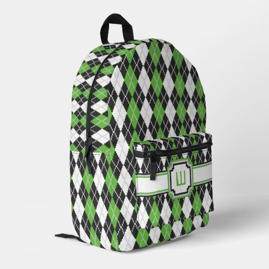 Retro Argyle Bedrukte Rugzak (Achterkant Hoek Links)