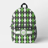 Retro Argyle Bedrukte Rugzak (Voorkant)