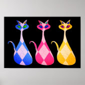 Retro Argyle Cats Poster Print (Voorkant)