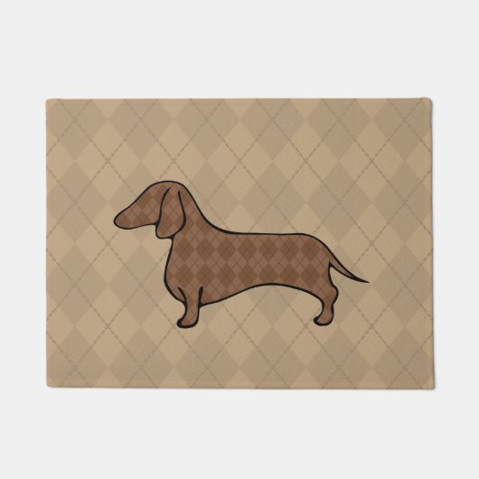 Retro Argyle Dachshund Deurmat (Voorkant)
