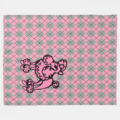 Retro Argyle French Pink Poodle Blanket Gift Fleece Deken (Voorkant (Horizontaal))