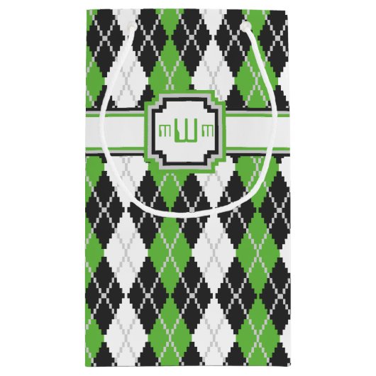 Retro Argyle Gift Bag Klein Cadeauzakje (Achterkant)