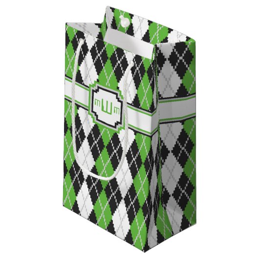 Retro Argyle Gift Bag Klein Cadeauzakje (Voorkant Gekanteld)