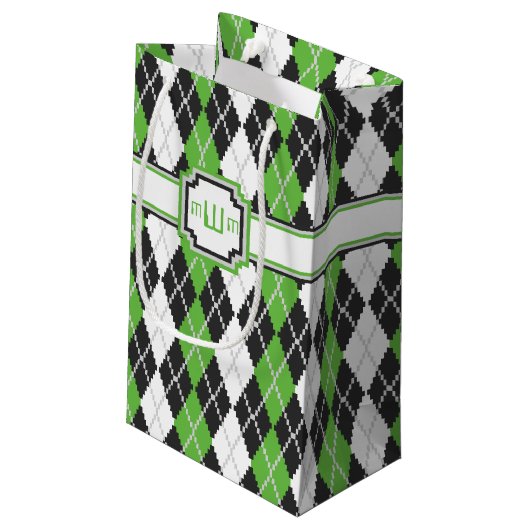 Retro Argyle Gift Bag Klein Cadeauzakje (Achterkant Gekanteld)