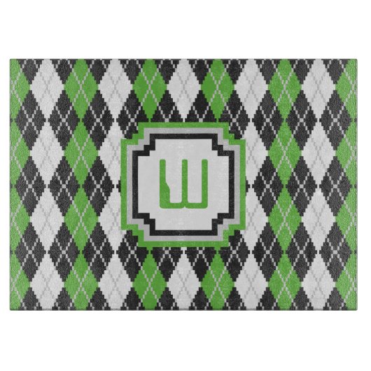Retro Argyle glazen snijplank (Voorkant)