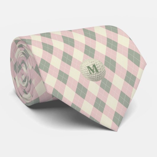 Retro Argyle Monogram Golfbal Stropdas (Opgerold)