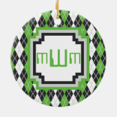 Retro Argyle-Ornament Keramisch Ornament (Achterkant)