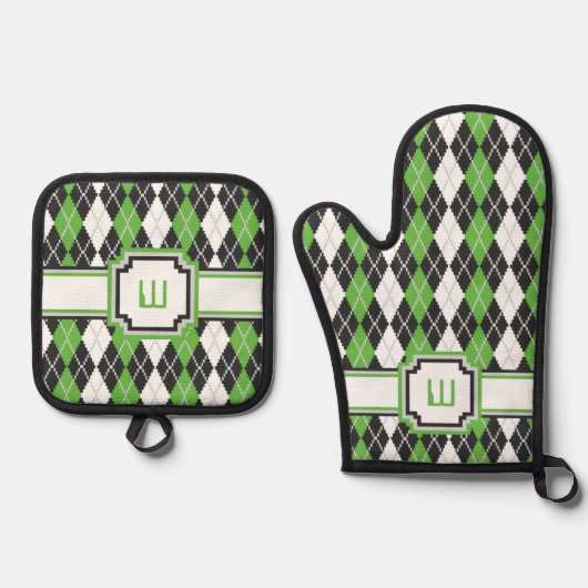 Retro Argyle Ovenwant & Pannenlap Set (Voorkant)